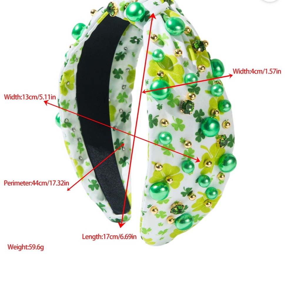 Shamrock Wide Hair Band, Headband - Picture 3 of 4